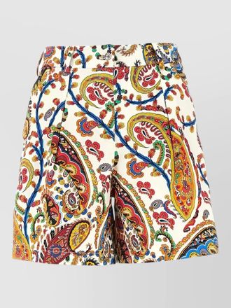 Etro printed pleated tailored shorts