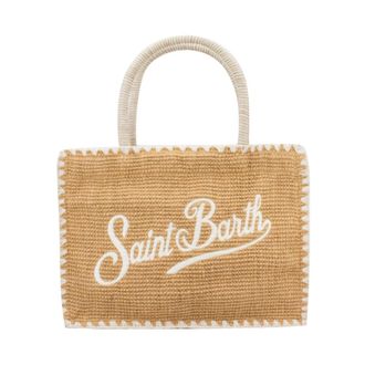MC2 Saint Barth Handbags, female, Beige, Size: ONE SIZE Straw Embroidered Bag