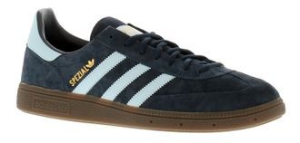 adidas Originals Mens Handball Spezial Leather Upper Trainers Seven Eyelet Lace Fastening Classic 3 Stripe De - Navy Suede - Size UK 8.5