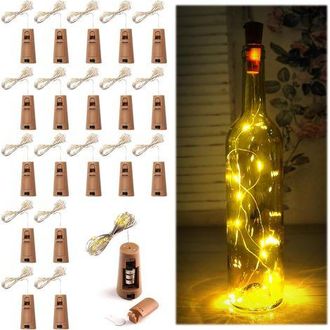 OEM Juego De 20 Tapones De Botella Luminosos, Guirnalda De Luces Led Para Botellas, 2 M, 20 Luces Led Para Botellas, Blanco C&aacute;lido, Dise&ntilde;o De Corcho, Tap&oacute;
