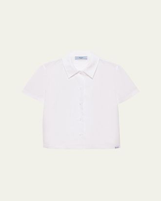 Prada Short-Sleeve Linen Muslin Shirt