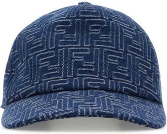 Fendi Navy Blue Embroidered Denim Baseball Cap