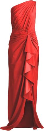Tadashi Shoji Abito monospalla con ruches - Rosso