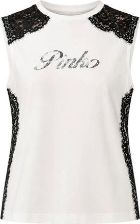 Pinko Pinko, Tops, Dames, Wit, S, Katoen, Katoenen top met kanten details