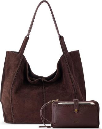 The Sak Los Feliz Large Tote Leather Bag & Iris Smartphone Bundle in Mahogany Suede at Nordstrom