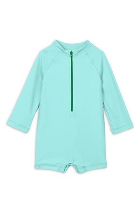 primary Long Sleeve One-Piece Rashguard Swimsuit in Mist at Nordstrom, Size 12-18M
