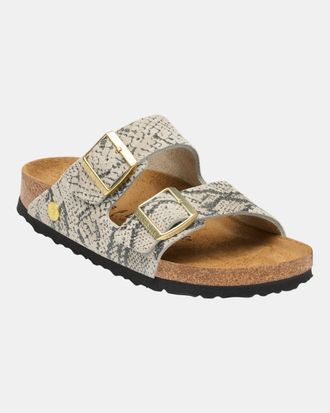 Birkenstock Womens Logo Detail Sandals in Light Grey Leather - Size UK 5.5