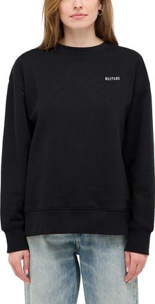 Mustang Sweatshirt MUSTANG Damen Style Burley, Damen, Gr. XL, schwarz, 100% Baumwolle, regular fit, Rundhals, Sweatshirts Sweatshirt