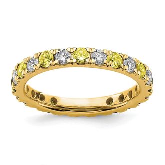Diamond2Deal 14k Yellow Gold Lab Grown Diamond & Yellow Sapphire Eternity Wedding Band Ring 0.85Ct Clarity- VS Color- G-H
