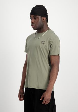 Alpha Industries T-Shirt ALPHA INDUSTRIES Camo Logo Puff Print Backprint T-Shirt, Herren, Gr. L, gr&uuml;n (olive), Obermaterial: 100% Baumwolle, Shirts T-Shirt