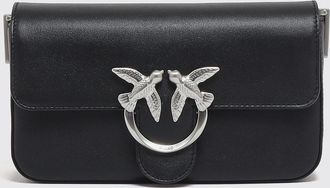 Pinko Love Birds Leather Mini Crossbody Bag with Metal Chain