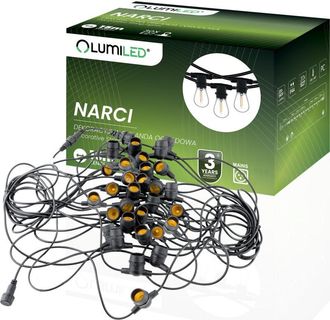 OEM Guirnalda De Luces Para Jard&iacute;n Exterior, 15 M, 30 Bombillas E27 Narci Lumiled