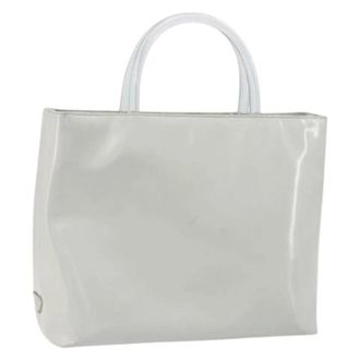 Prada Pre-owned Tote Bags, female, Gray, Size: ONE SIZE Pre-owned Vintage Patent Leather Hand Bag