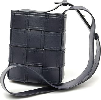 Bottega Veneta Navy Intrecciato Leather Sling Bag (Pre-Owned)