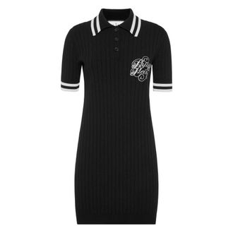 Philipp Plein Gebreide Polo Jurk - Dames - Kleedjes - Zwart - L - Polyester - Kleedjes