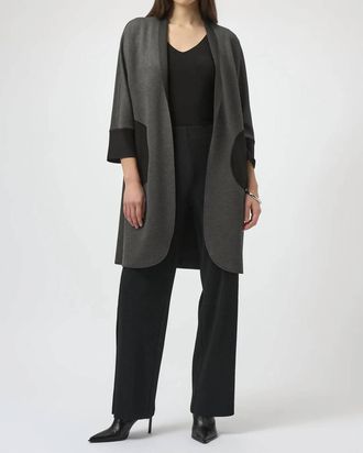 Joseph Ribkoff Open Front Long Sleeve Cover Up In Grey Melange/black
