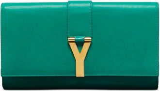 Saint Laurent Clutch Y-Line in pelle - Verde