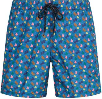 Drumohr Bedrukte zwemshorts met zijzakken en achterzak - Heren - Strandmode - Blauw - XL - Polyester - Badmode