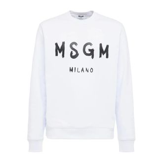 Msgm Msgm, Heren, Sweatshirts & Hoodies, Wit, Maat: M Katoen