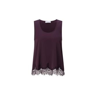 Rich & Royal Satijnen Top met Kant - Dames - Tops zonder mouwen - Paars - S - Satijn - Tops