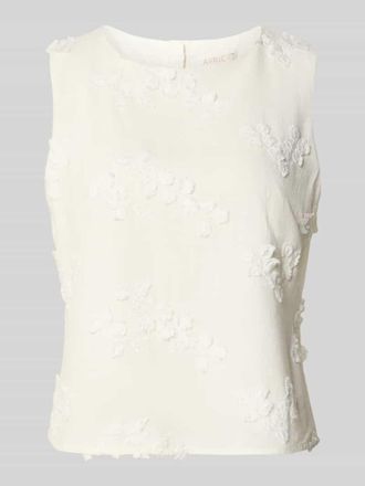 Apricot Blusentop aus Viskose-Leinen-Mix mit Stitchings in Offwhite, Gr&ouml;&szlig;e XXL