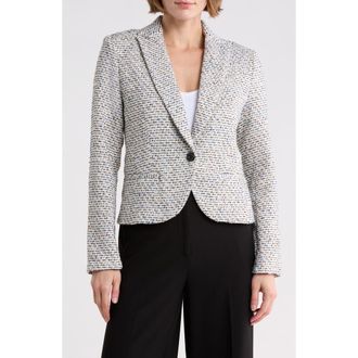 Amanda + Chelsea One Button Tweed Blazer in Blue Multi at Nordstrom Rack, Size X-Large