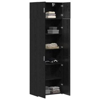 Berkfield Home Storage Cabinet Black Oak 70x42.5x225 cm Engineered Wood