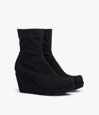 Pedro Garcia Wedge bootie in black stretch microfiber | aliana | Fall winter 2026