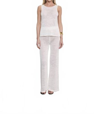 Enza Costa Linen Open Knit Tank In White