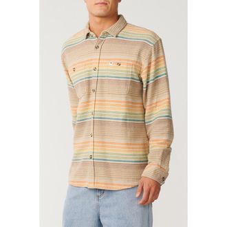 Rip Curl Classic Surf Baja Cotton Flannel Button-Up Shirt in Khaki Sand at Nordstrom, Size Small