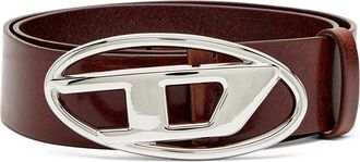 Diesel 3.9cm leather belt with shiny Oval D logo buckle - Belts - Woman - Brown