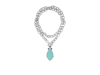 Kendra Scott Alexa Statement Womens Necklace Womens Necklace Vintage Silver Dark Teal Quartz, Brass