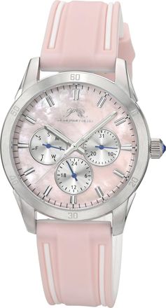 Porsamo Bleu Womens Georgie Multifunction Silicone, Rose Tone, Pink and Pink MOP Dial Watch 1501EGER