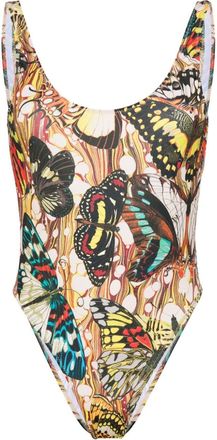 Jean Paul Gaultier Butterfly-print swimsuit - women - Spandex/Elastane/Polyamide/Polyester/Spandex/Elastane - S - Neutrals