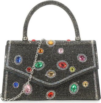 Girly HandBags Womens Rhinestone Handbag - Top Handle Evening Bag with Chain Strap for Weddings, Parties, and Formal Events Medium Black