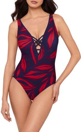 Magic Suit By Miraclesuit Ally Rossobleu One-Piece Swimsuit in Blue Multi at Nordstrom, Size 14