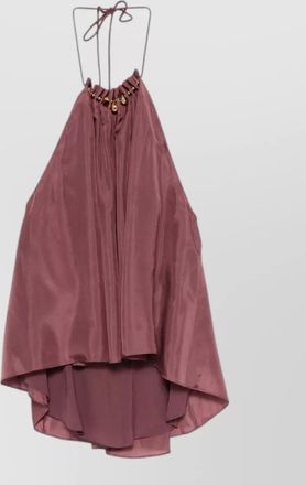 Zimmermann silk beaded ruched halterneck sleeveless top