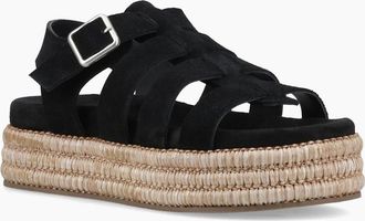 Hush Puppies Womens Hush Puppies Rosetta Gladiator Leather Womens Black/Tan Sandals - Size: 8