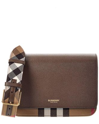 Burberry Check Canvas & Leather Shoulder Bag