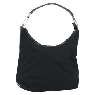 Gucci Zip Hobo Nylon Black Nylon Handbag (Pre-Owned)