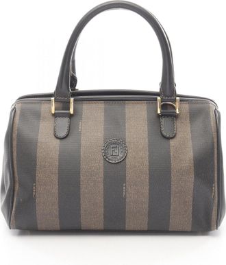 Fendi Black Brown Coated Canvas Pvc Leather Handbag Tote Bag (Pre-Owned)