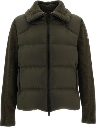 Moncler Cardigan con parte frontale trapuntata - - Jackets - Uomo - Marrone - M