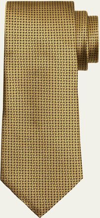 Ermenegildo Zegna Mens Micro-Geometric Jacquard Silk Tie