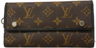 Louis Vuitton Black Brown Long Wallet (Tri-Fold) (Pre-Owned)