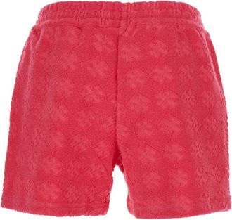 Tory Burch Womens Pink Shorts With Elastic Waist And Logo Embroidery Cotton