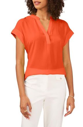 Chaus Split Neck Georgette Blouse in Passion Fruit at Nordstrom, Size X-Large
