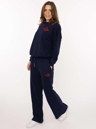 Zwillingsherz Sweathose ZWILLINGSHERZ Feel Good Club, Damen, Gr. L/XL, N-Gr, marine, Sweatware, Obermaterial: 60% Baumwolle, 40% Polyester, bestickt, unifarben, lan