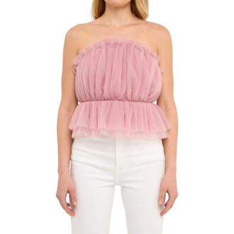 endless rose Strapless Tulle Peplum Top in Lilac at Nordstrom Rack, Size X-Small