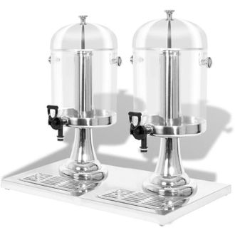 vidaXL Doppio Distributore di Succhi di Frutta e Bibite Acciaio Inossidabile 2 x 8 l - Vidaxl