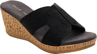David Tate Vibe Wedge Slide Sandal in Black at Nordstrom, Size 8.5
